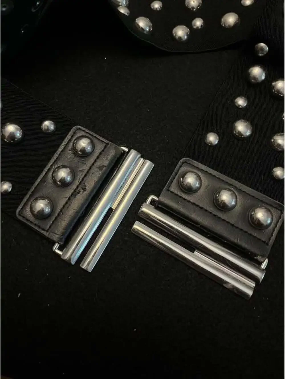 Black Elastic Studded Waist Belt